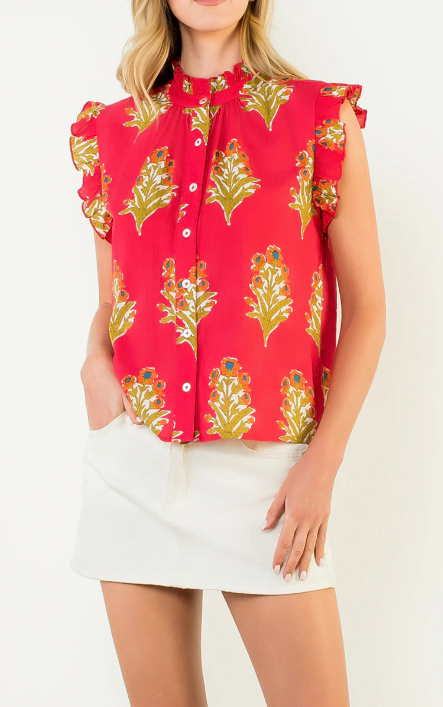 Flutter Sleeve Floral Top THML