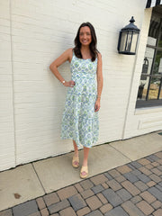 This Is The One Green Geometric Floral Cotton Maxi Dress Entro
