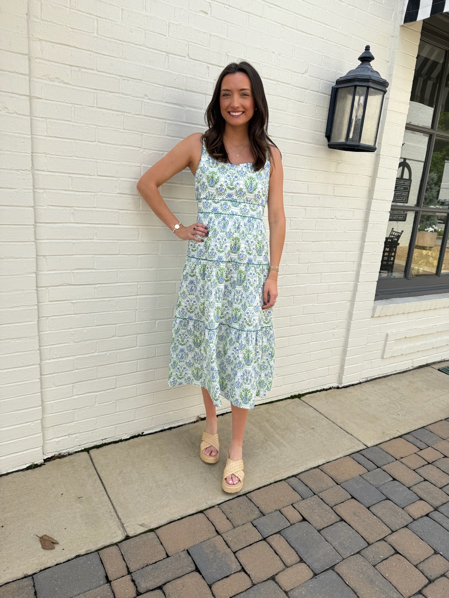 This Is The One Green Geometric Floral Cotton Maxi Dress Entro