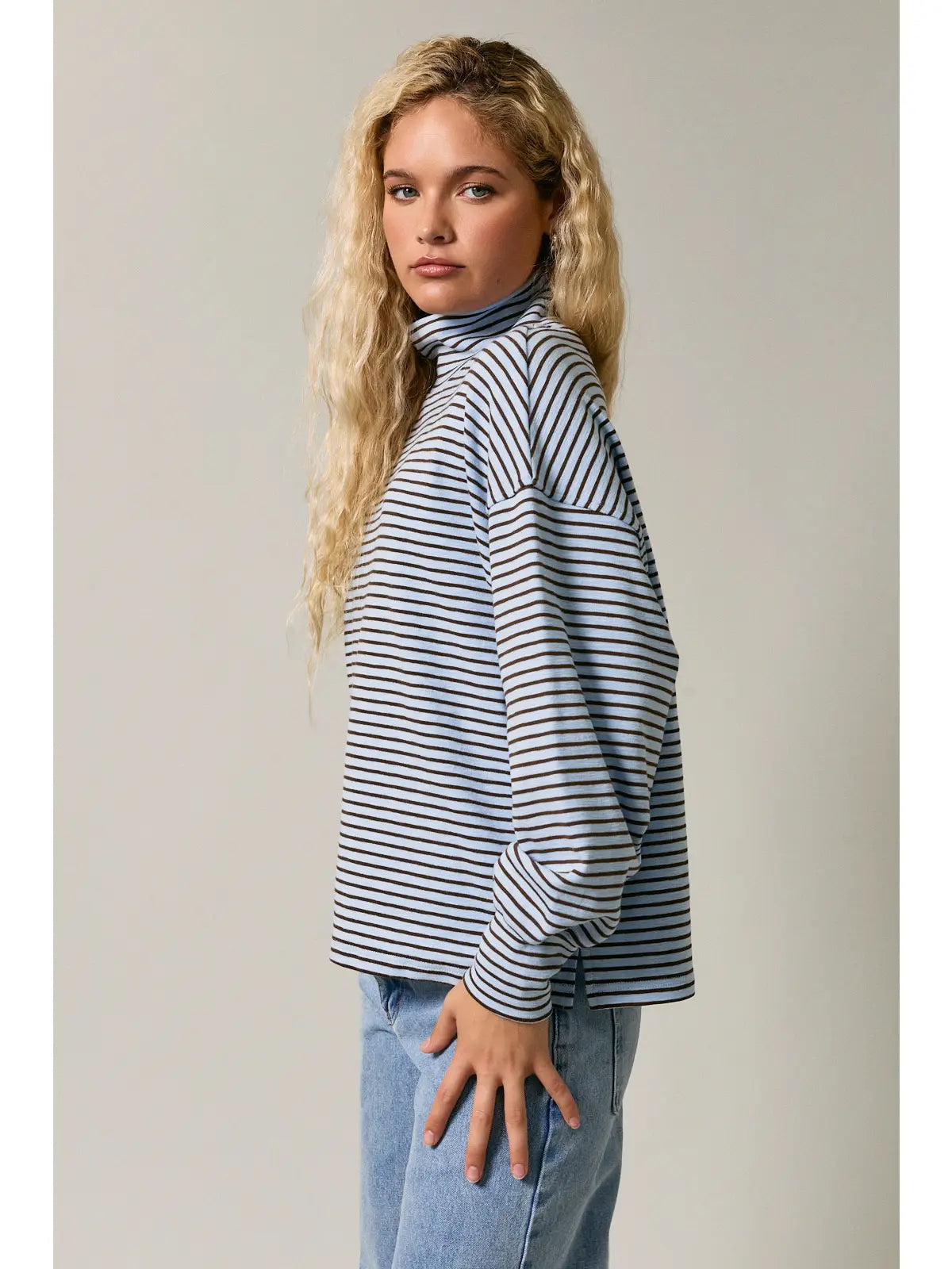 Mock Neck Oversized Knit Top Le Lis