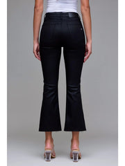 Black Coated Cropped Flare Jeans Hidden Jeans
