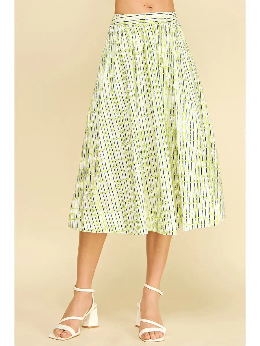 Geometric A-Line Midi Skirt Pinch