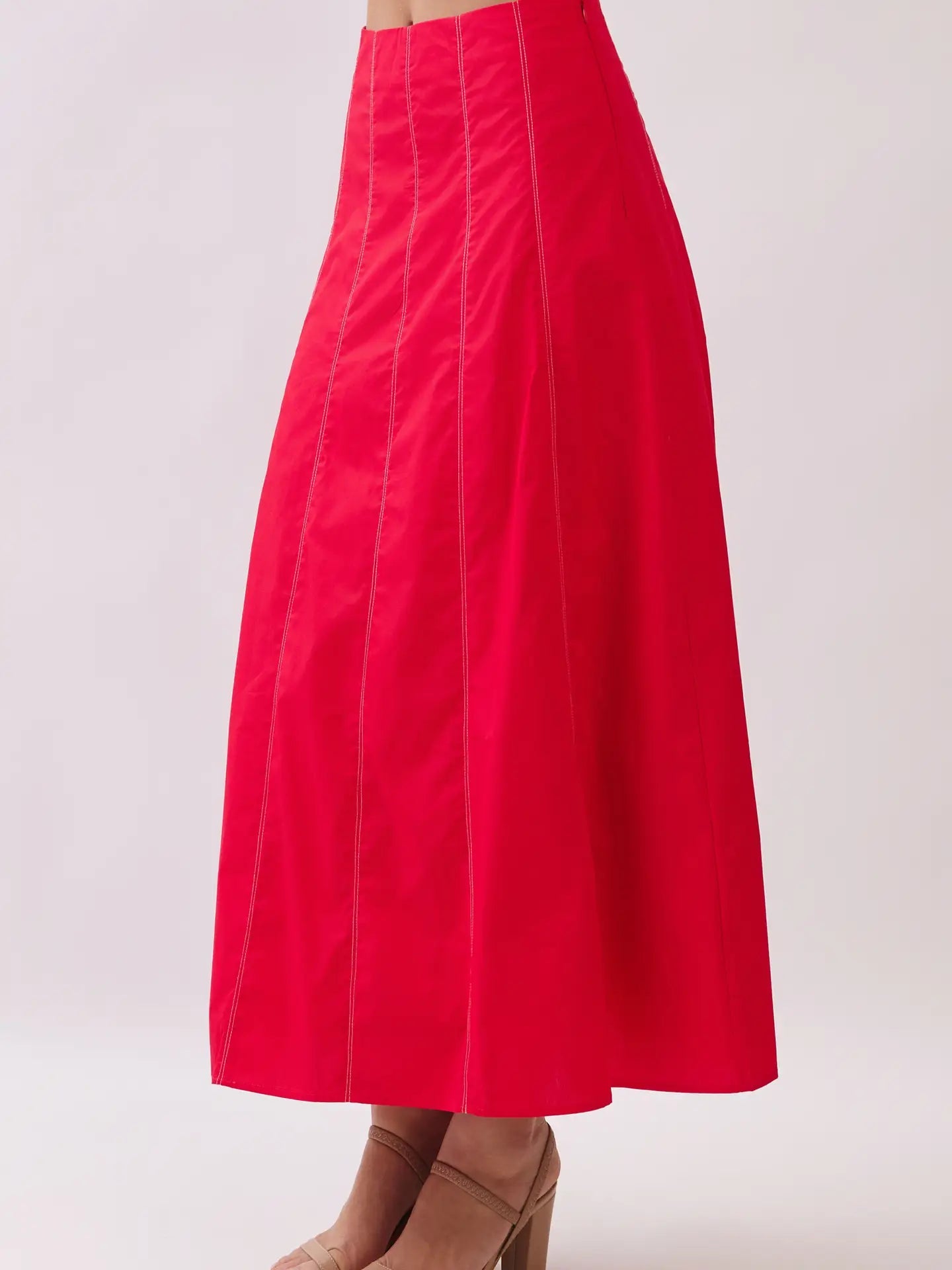 Cotton Panel Construction Maxi Skirt TCEC