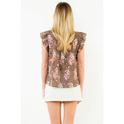 Flutter Sleeve Floral Smocking Top THML