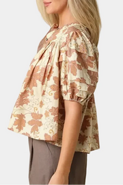 Julie Floral Puff Sleeve Blouse Olivaceous