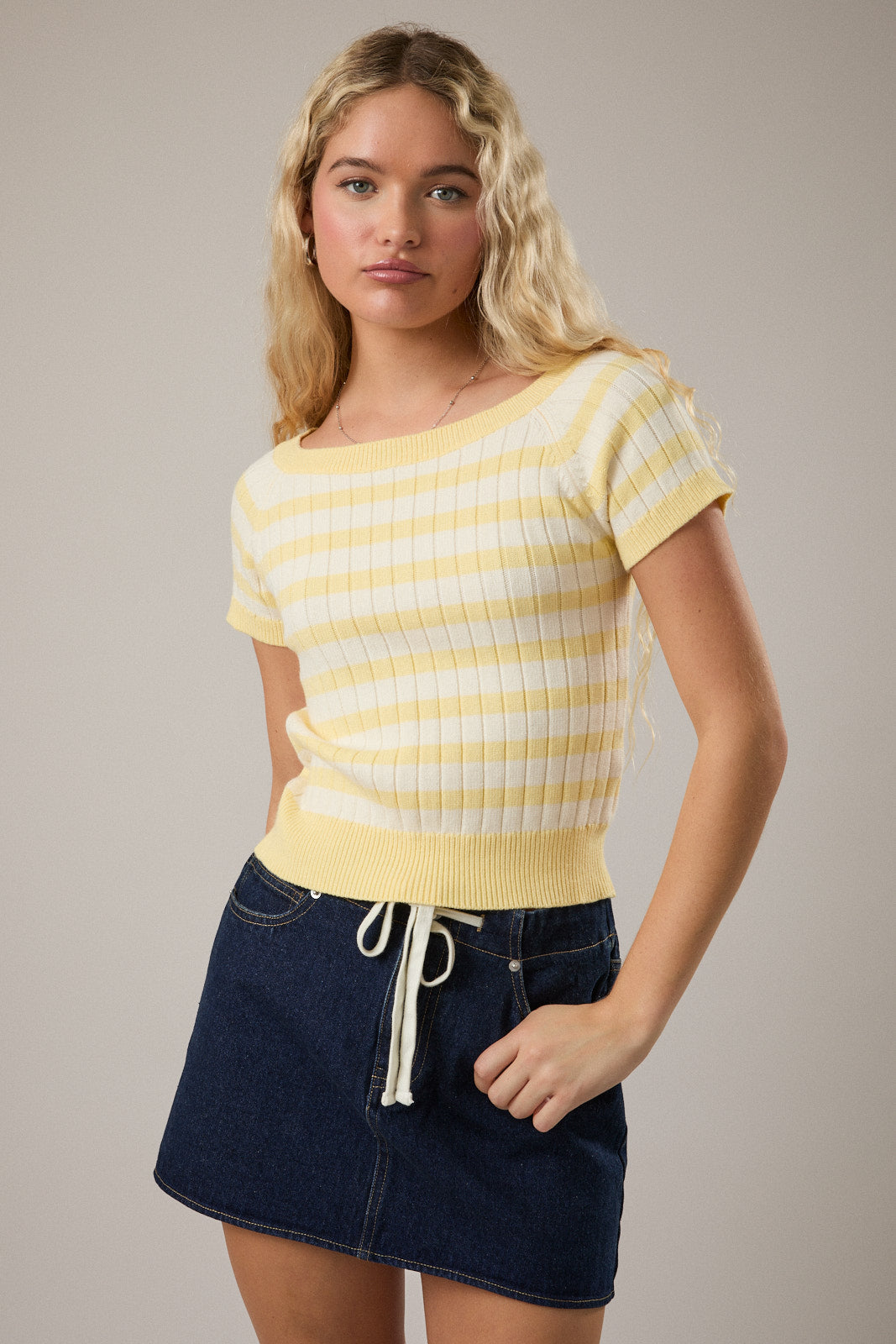 Short Sleeve Knit Sweater Top Le Lis