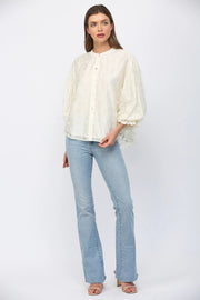 Floral Cutwork Embroidered Bubble Sleeve Blouse Fate