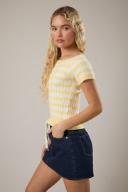 Short Sleeve Knit Sweater Top Le Lis