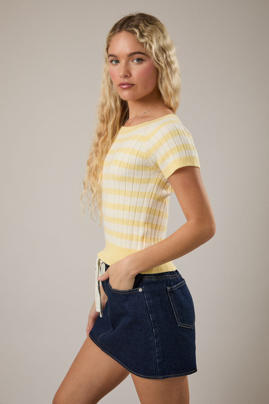 Short Sleeve Knit Sweater Top Le Lis
