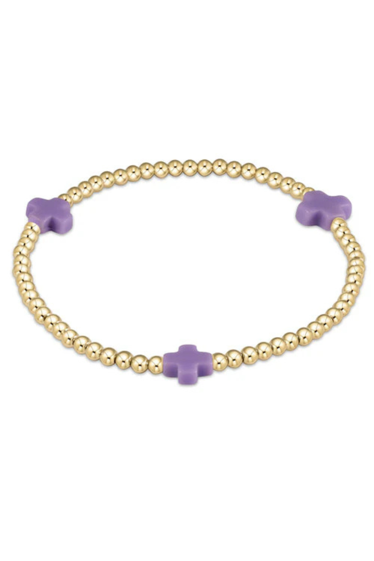 eGirl Signature Cross Gold Pattern 3mm Bead Bracelet - Purple | enewton