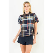 Ruffled Neck Stripe Top THML
