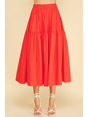 Poplin Tiered Midi Skirt Pinch