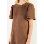Suede Short Sleeve Dress THML