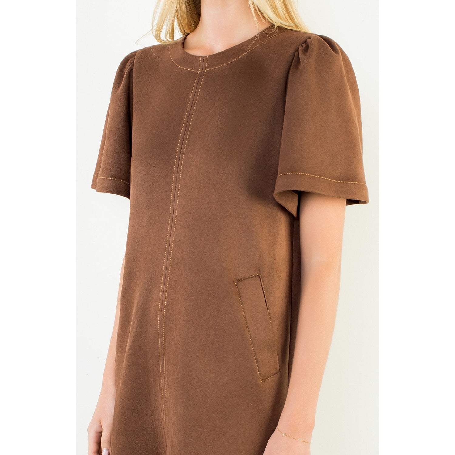 Suede Short Sleeve Dress THML
