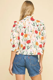 Floral Button Down Blouse Top Pinch
