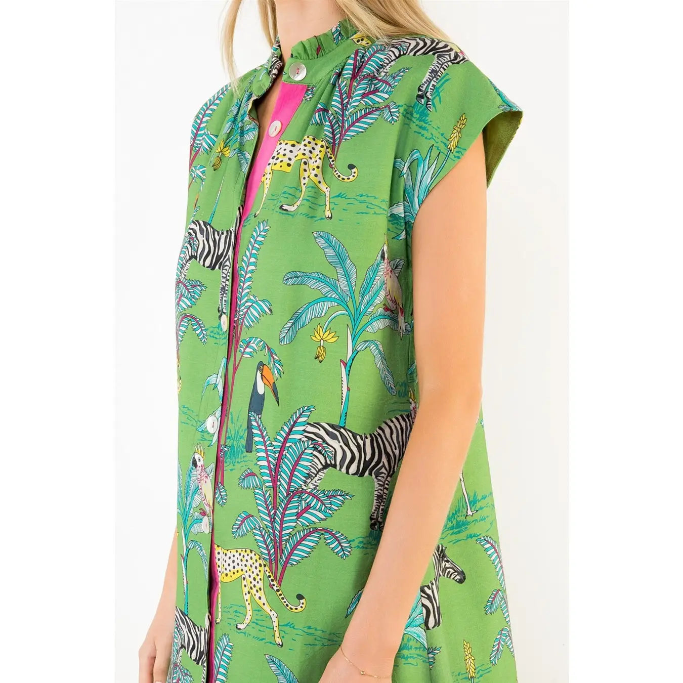 Short Sleeve Animal Print Dress THML