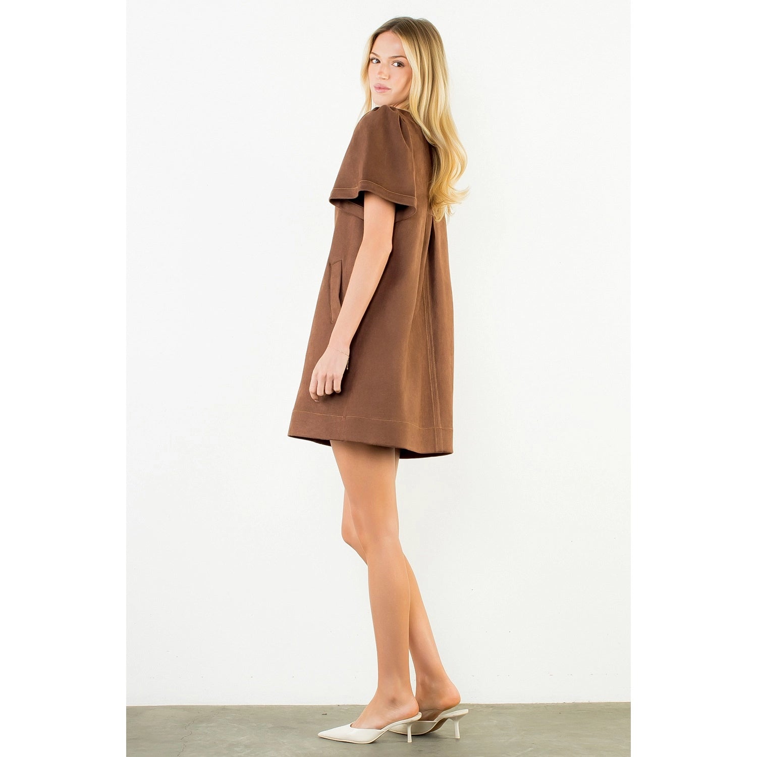 Suede Short Sleeve Dress THML