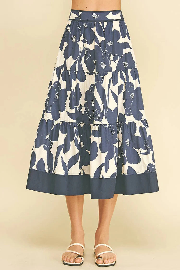 Floral Tiered Midi Skirt Pinch