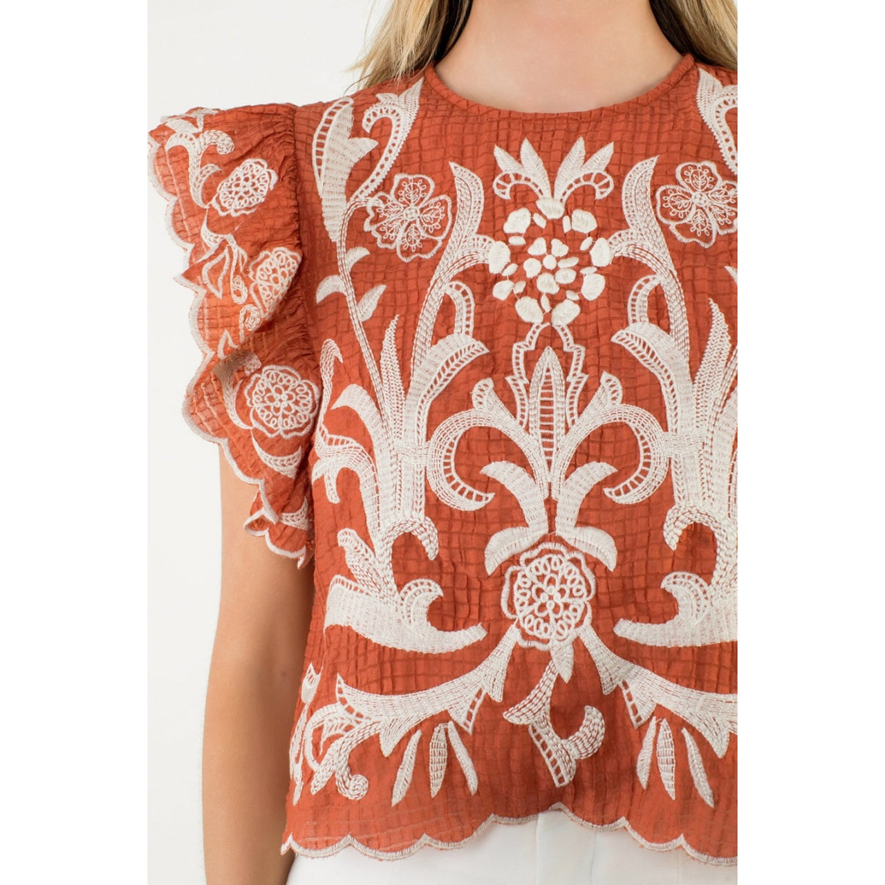 Flutter Sleeve Textured Top THML
