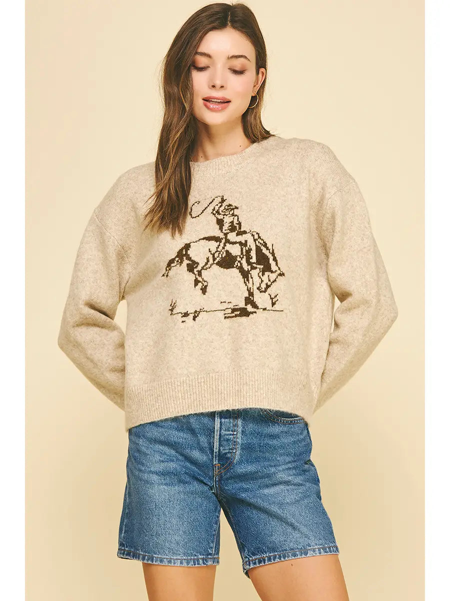 Cowboy Graphic Crew Sweater Pinch