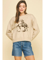 Cowboy Graphic Crew Sweater Pinch