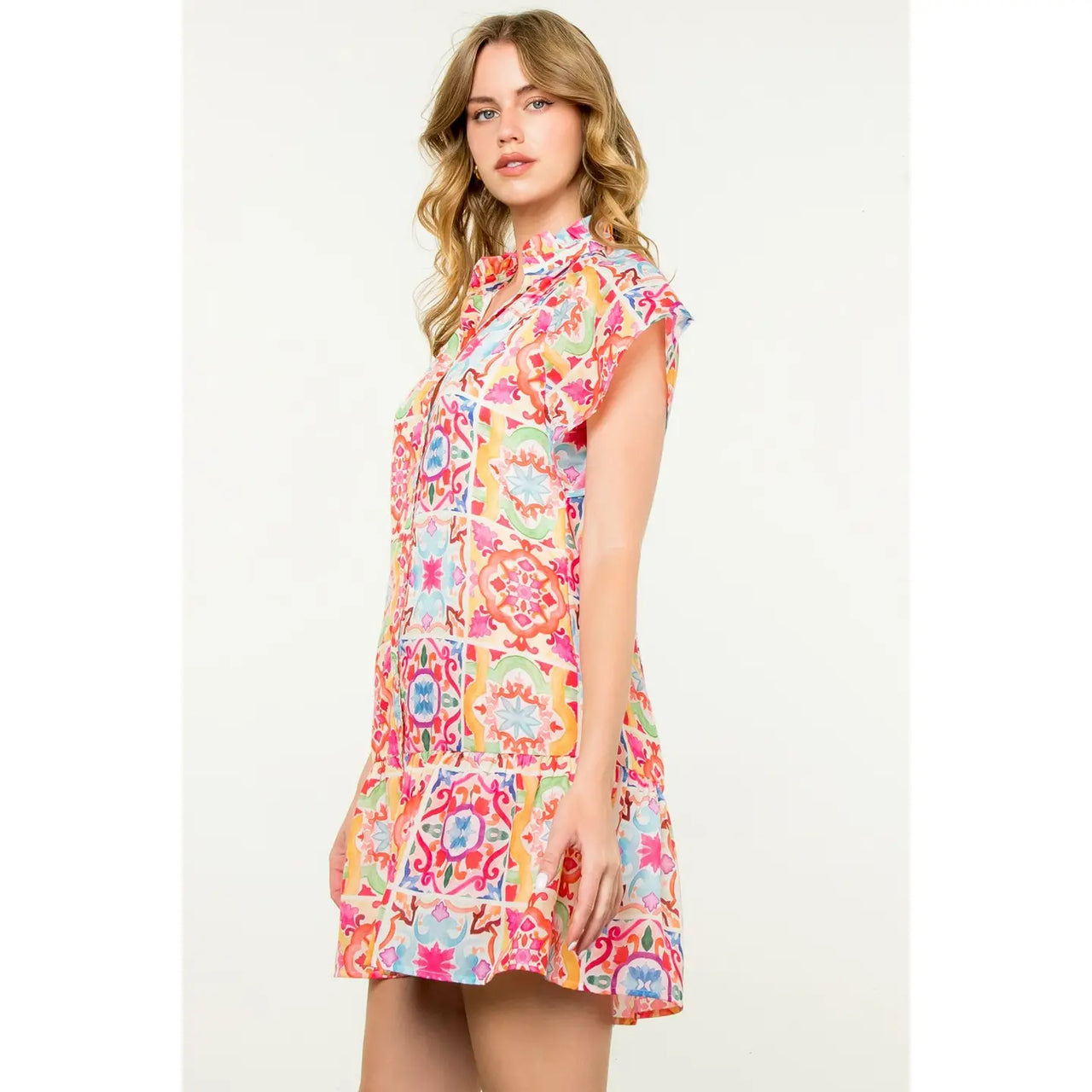 Print Button Up Dress