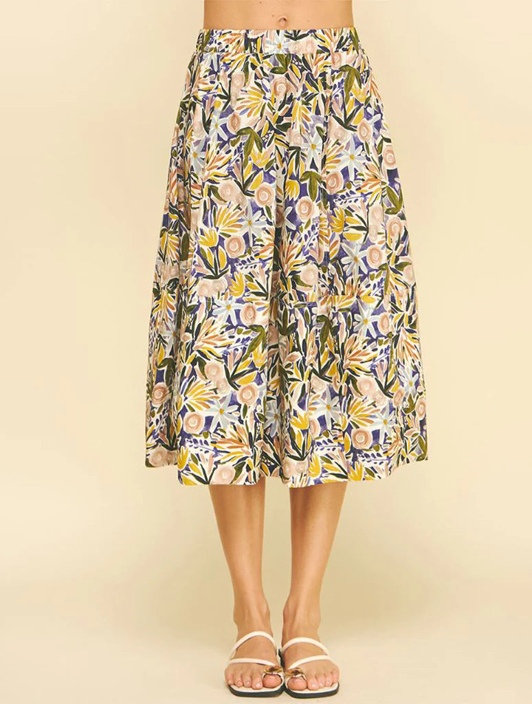 Multi Purple Printed Skirt Pinch