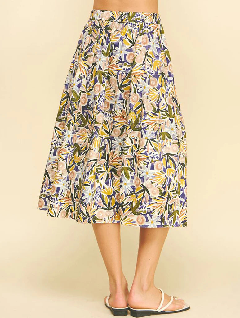 Multi Purple Printed Skirt Pinch