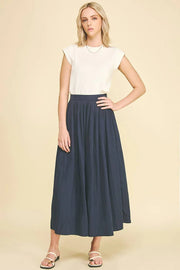 Pleated A-Line Midi Skirt Pinch