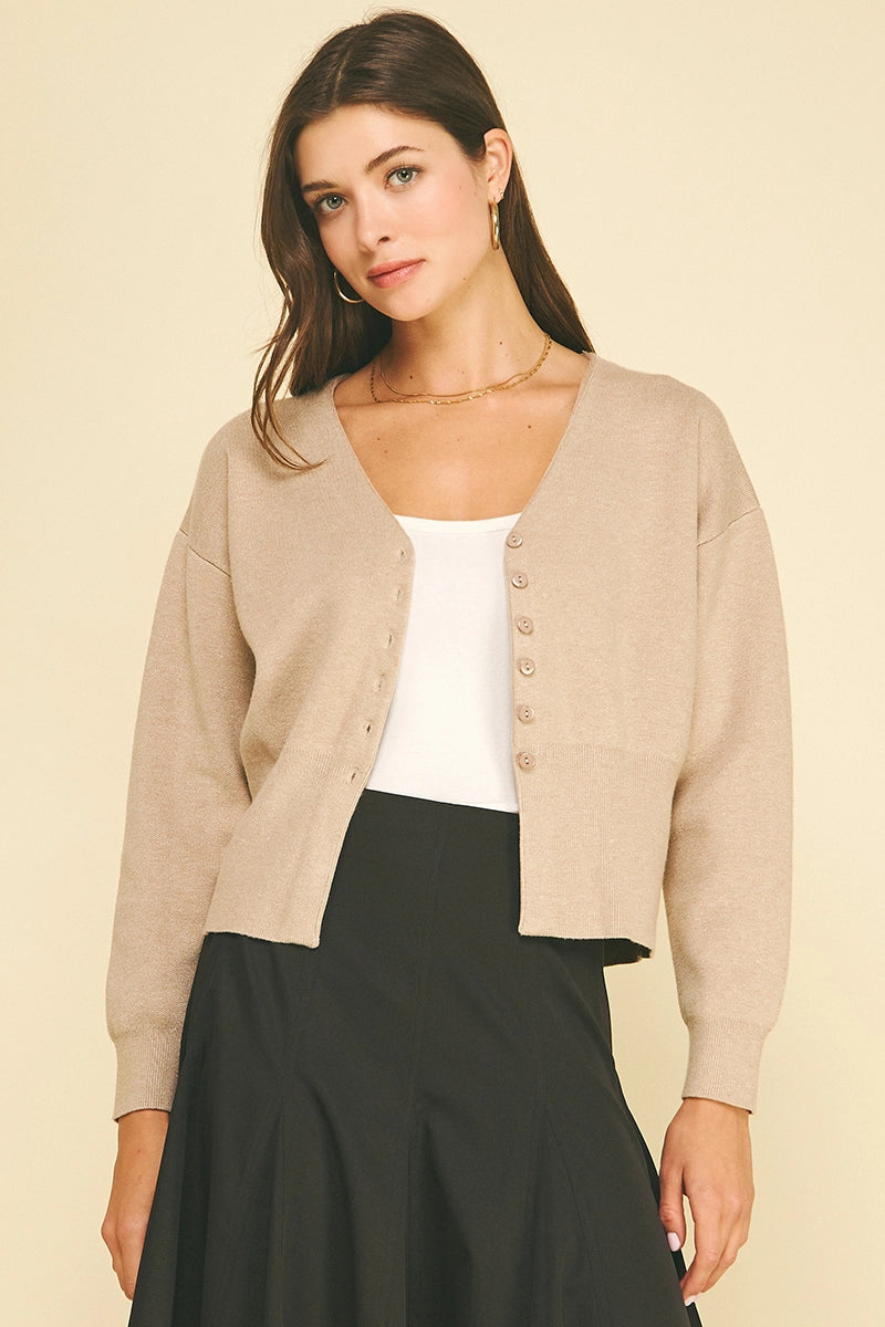 V-Neck Button Down Cardigan Pinch