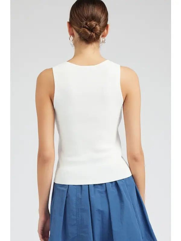 Sleeveless V-Neck Sweater Top Current Air