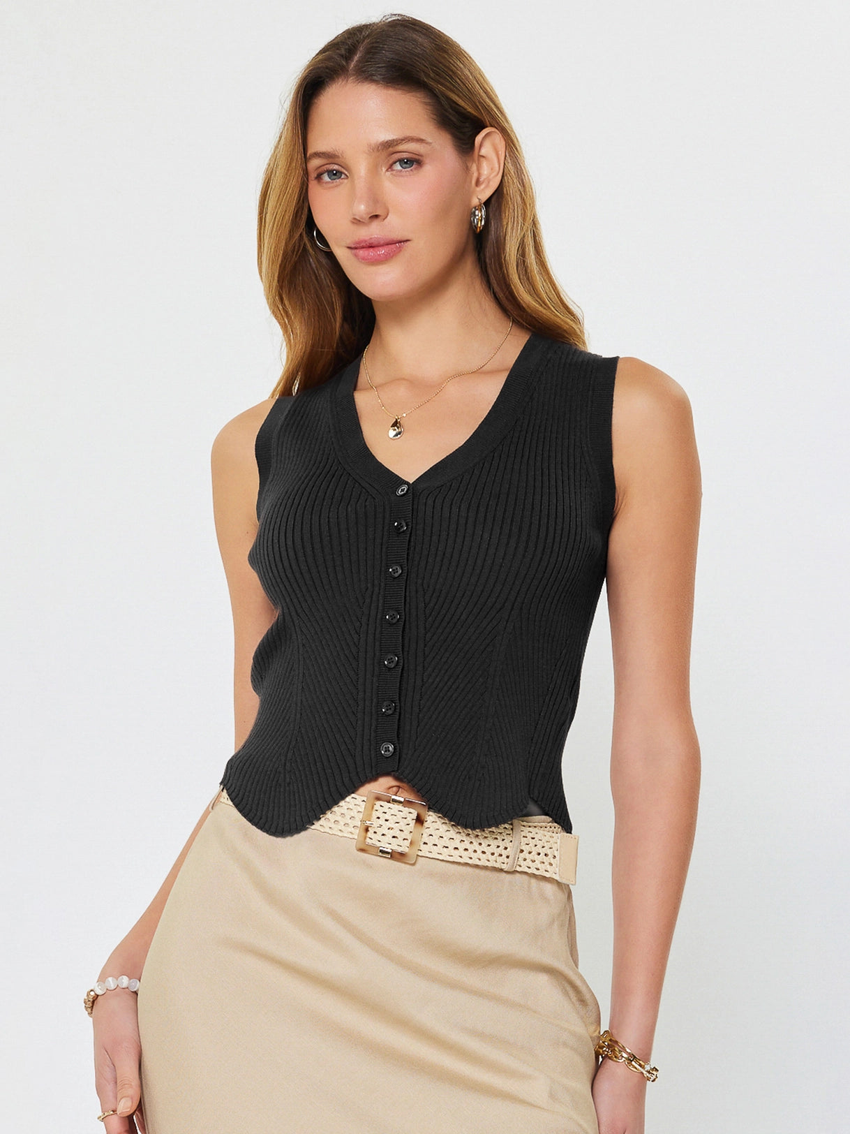 Ribbed Knit Sweater Vest Current Air
