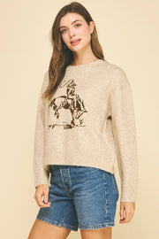 Cowboy Graphic Crew Sweater Pinch