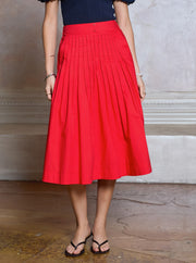 Pleated A-Line Midi Skirt Current Air