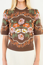 Emilia Short Sleeve Floral Sweater Top THML