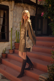 Embroidered Applique Long Sleeve Mini Dress Merci