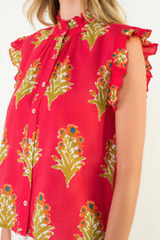 Flutter Sleeve Floral Top THML