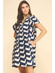 Geometric Print Tunic Mini Dress Pinch