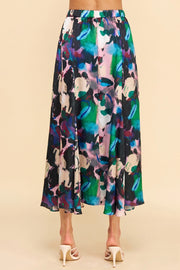 Multicolor Abstract Print Skirt Pinch