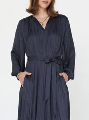 Pleated Long Sleeve Midi Dress Current Air