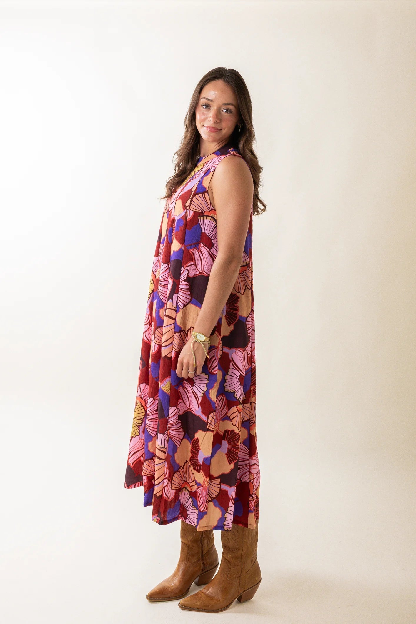 Sleeveless Floral Print Dress THML