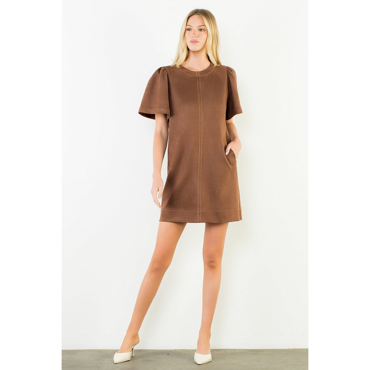 Suede Short Sleeve Dress THML