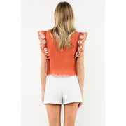 Flutter Sleeve Textured Top THML