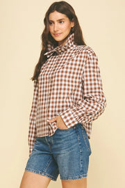 Gingham Check Ruffled Collar Shirt Pinch