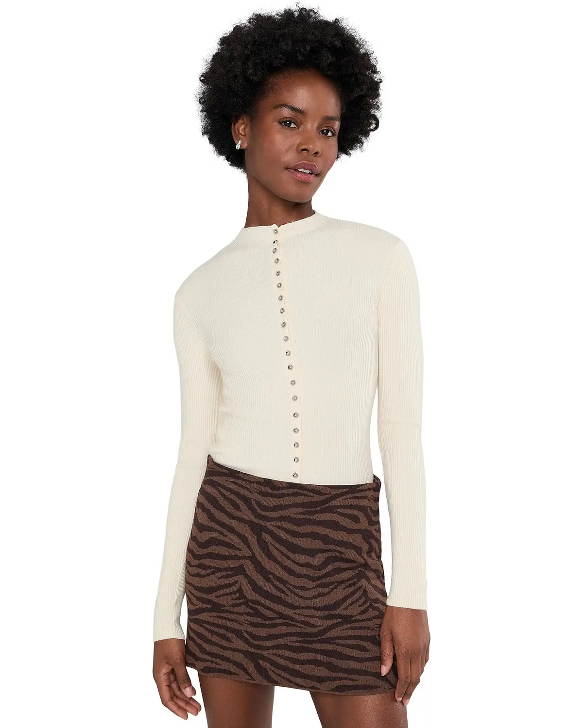 High Neck Ribbed Cardigan Sanctuary