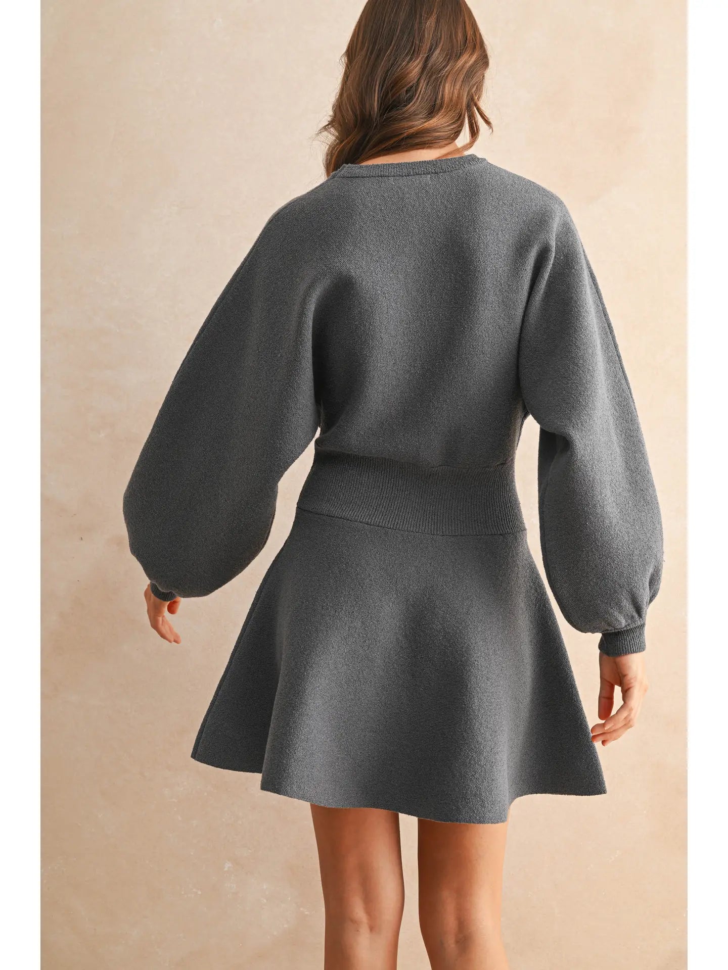 Balloon Sleeve Sweater Dress Miou Muse