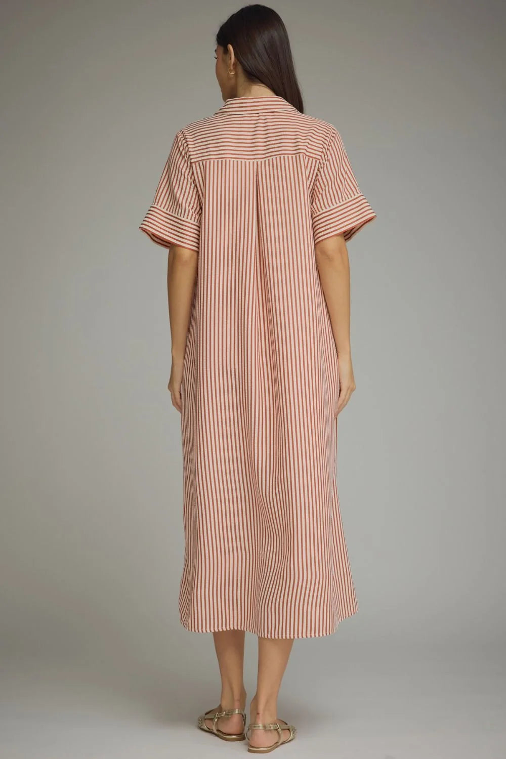 Stripe Short Sleeve Midi Dress Entro