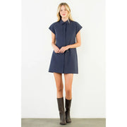Button Down Collared Shirt Dress THML