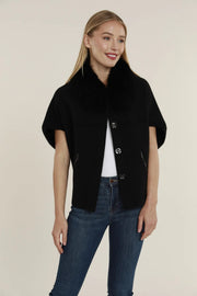 Faux Fur Collar Short Sleeved Cardigan Dolce Cabo