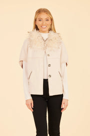 Faux Fur Collar Short Sleeved Cardigan Dolce Cabo